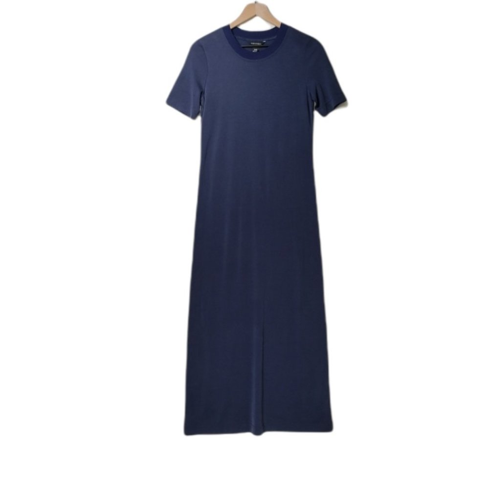 Club Monaco Navy Blue Short-Sleeve Maxi Dress